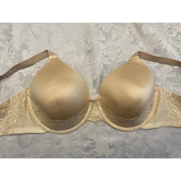 Maidenform Size 38DD‎ Comfort Devotion Full Fit Embellished T Shirt Bra Beige - Picture 11 of 13